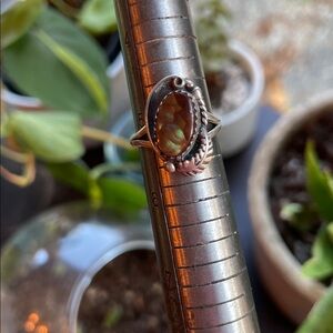 Vintage Fire Agate Chalcedony In Sterling Silver‎ Ring